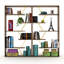 Noyer / bois massif jaune - bibliothèque à 6 tablettes pour le salon et le bureau avec tablettes modernes