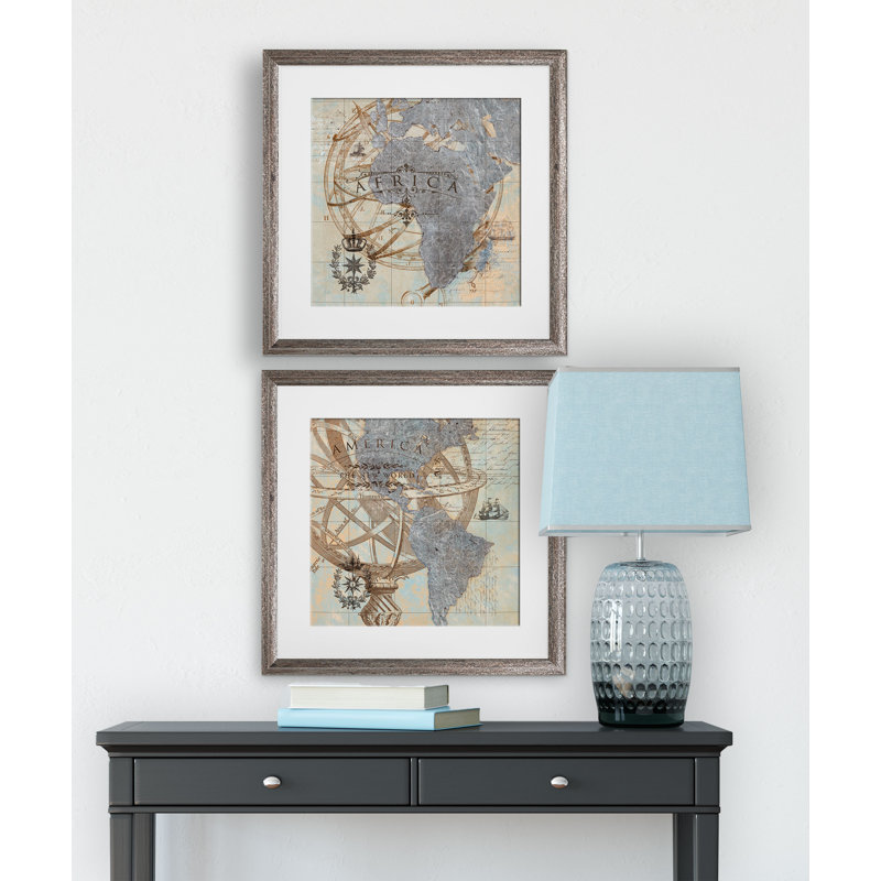New World - ensemble de 2 reproductions d'art graphique, Cadre brun