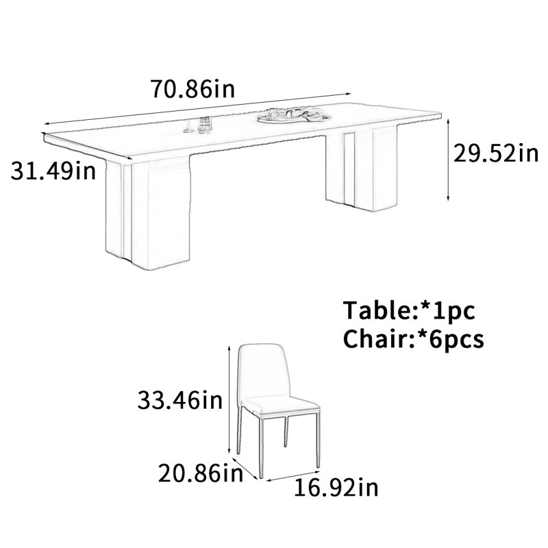 Table de salle à manger Atmospher, H 29,52 po x L 70,86 po x l 31,49 po