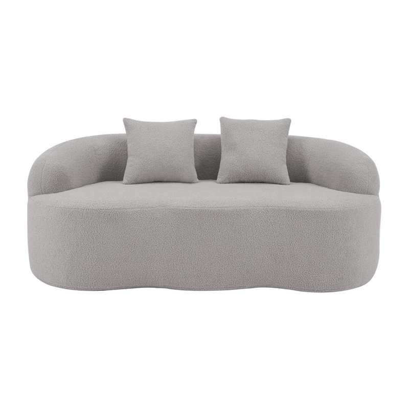Canapé courbé avec accoudoirs arrondis, canapé avec 2 coussins de compression, Gris