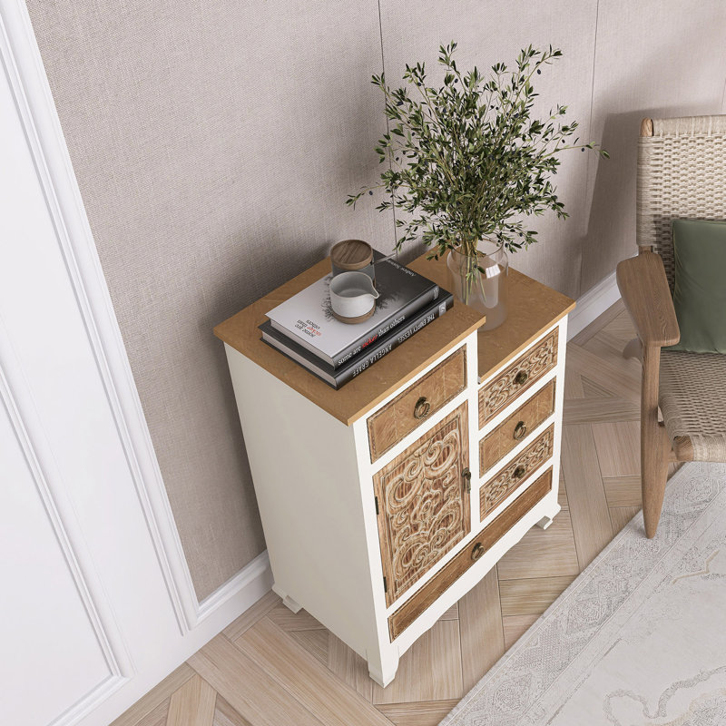 Armoire rétro en bois avec 5 tiroirs et 1 porte