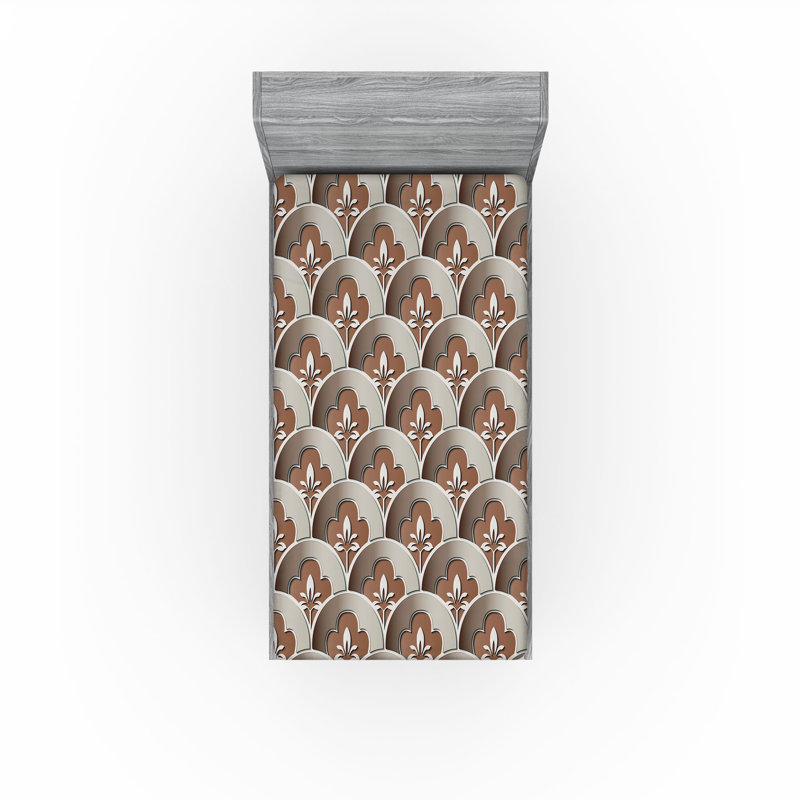 Drap-housse à motif floral Ambesonne, Drap-housse simple TG, Caramel / taupe / motif géométrique brun clair