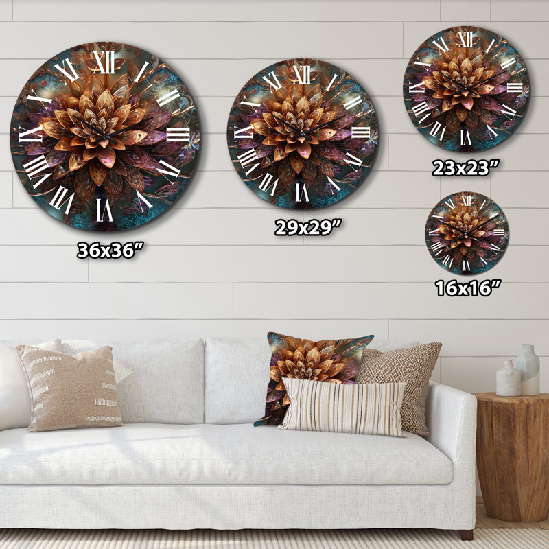 Horloge murale mystérieuse rétro Dahlia, Grand