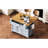 Blue Grey 52'' Drop Leaf Kitchen Island. Generous Storage With 2 Cabinet Doors, 5 Drawers, Towel And Spice . Adjustable Shelf. Mobile On Wheels, Lockable. Oak Veneer. Classic Delight Plentiful-837733227