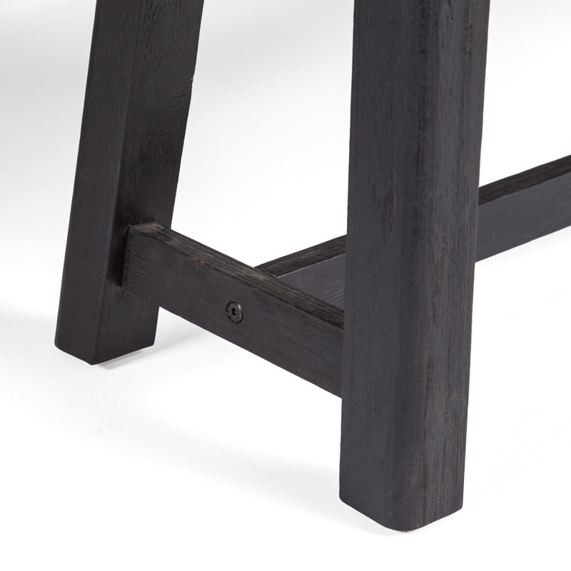 Banc d'extérieur en bois d'acacia, finition gris sablé et noir