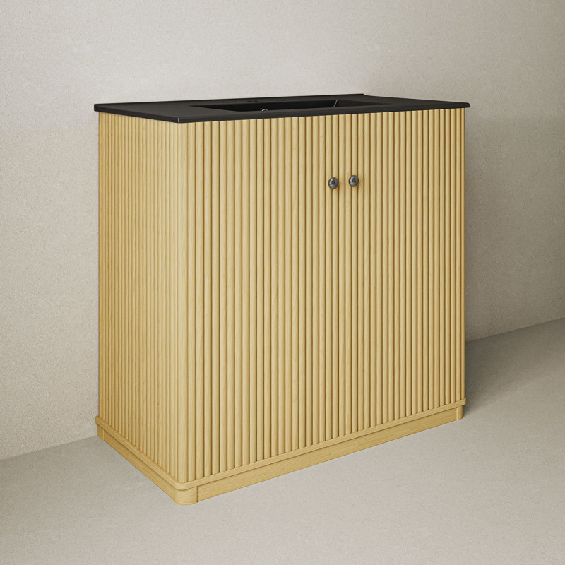 Meuble-lavabo de salle de bain autoportant 36 po Lafayette avec comptoir à 3 trous noir mat Lafayette, Brun