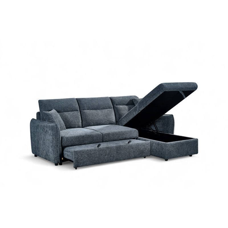 4 Seater Sofa Bed, Blue, Right Hand Facing