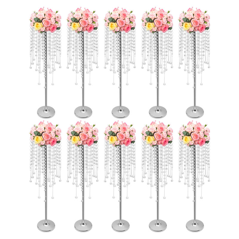 10 pièces pour table en cristal argent / or pour mariage et fêtes , Argent, H 29,5 po x l 7,9 po x P 7,9 po