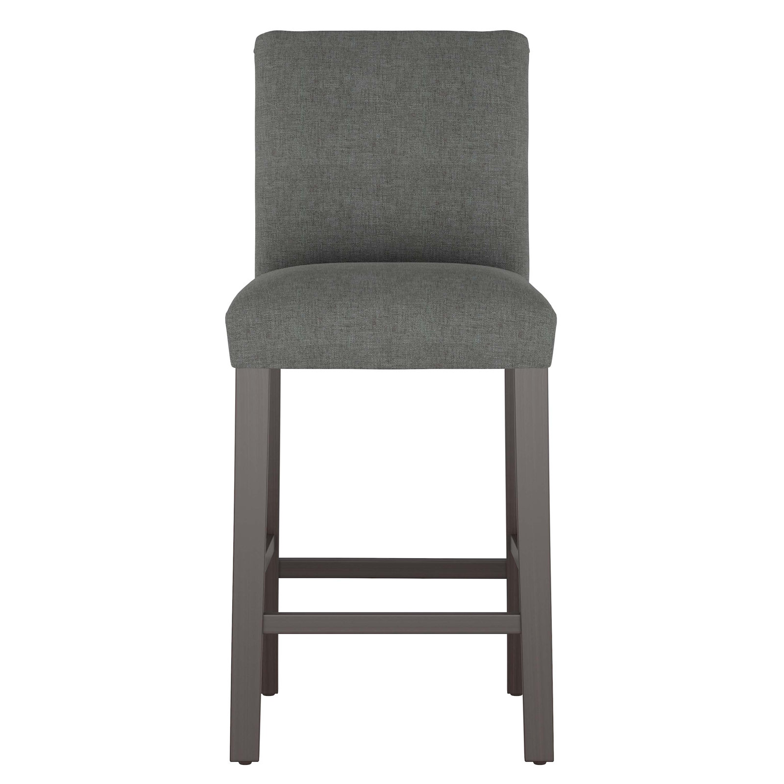 Hadrien 31" Bar Stool, Bar Stool (31” Seat Height), Zuma Charcoal Textured Linen, Black Wood