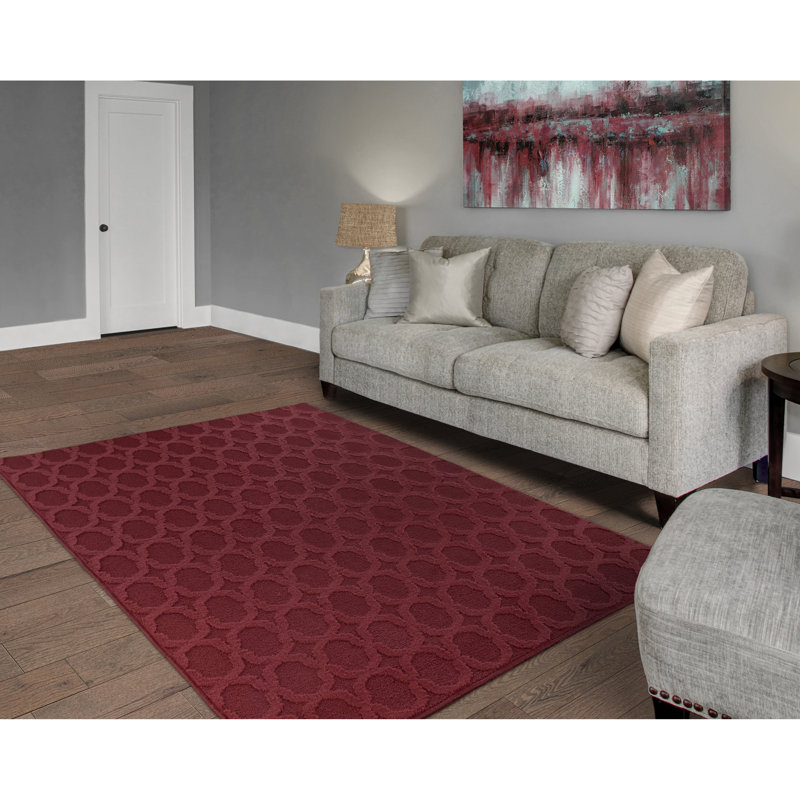 Togut Geometric Tufted Chili Red Area Rug, Rectangle 6' x 9'