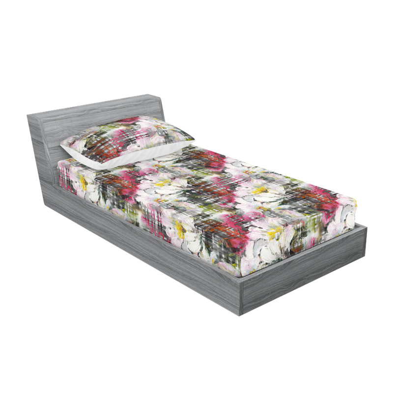 Drap-housse et taies décoratives 3 pièces Ambesonne, Gris, multicolore / floral