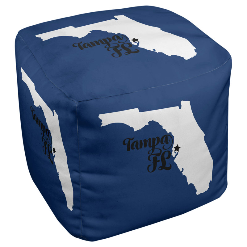 Repose-pieds à cubes tampa floride, Bleu marine/blanc