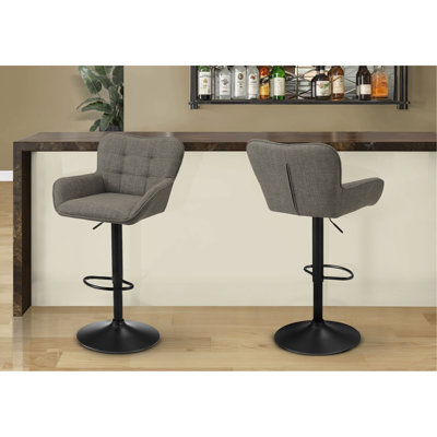 Tabouret de bar, ensemble de 2, pivotant, réglable, hauteur de bar, hauteur de comptoir, cuisine, aspect cuir, métal, contemporain, moderne