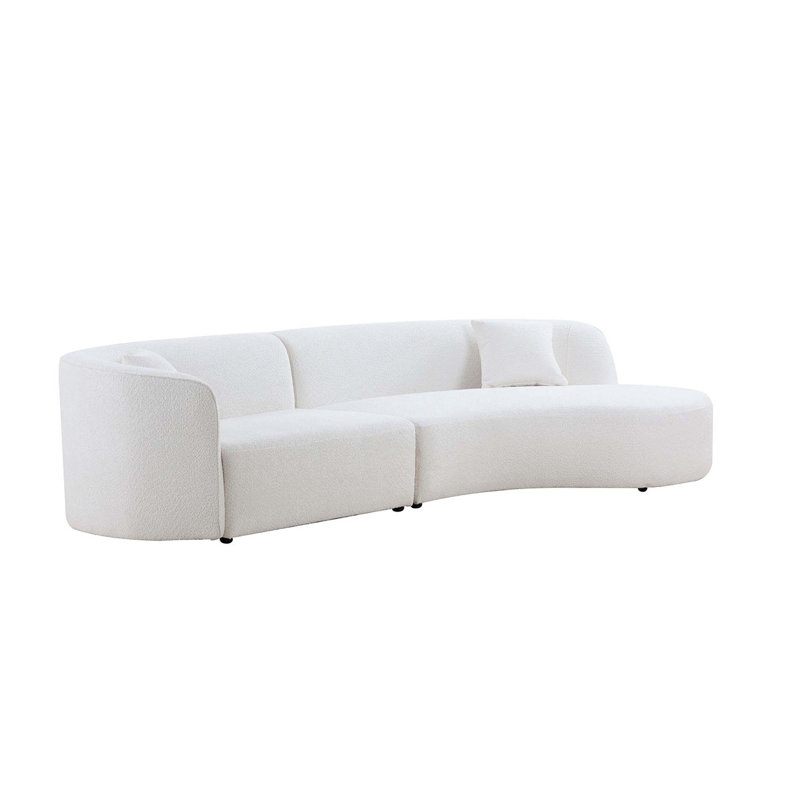 Ensemble de canapé de luxe 2 pièces avec canapé courbé et méridienne de style moderne