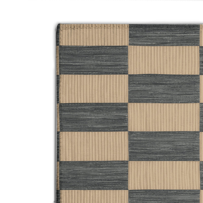 Tapis d'intérieur et d'extérieur à carreaux brun, Rectangulaire 2 pi x 3 pi