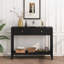 Console avec tiroirs, table d'appoint en bois avec table de rangement étroite et tablette de rangement