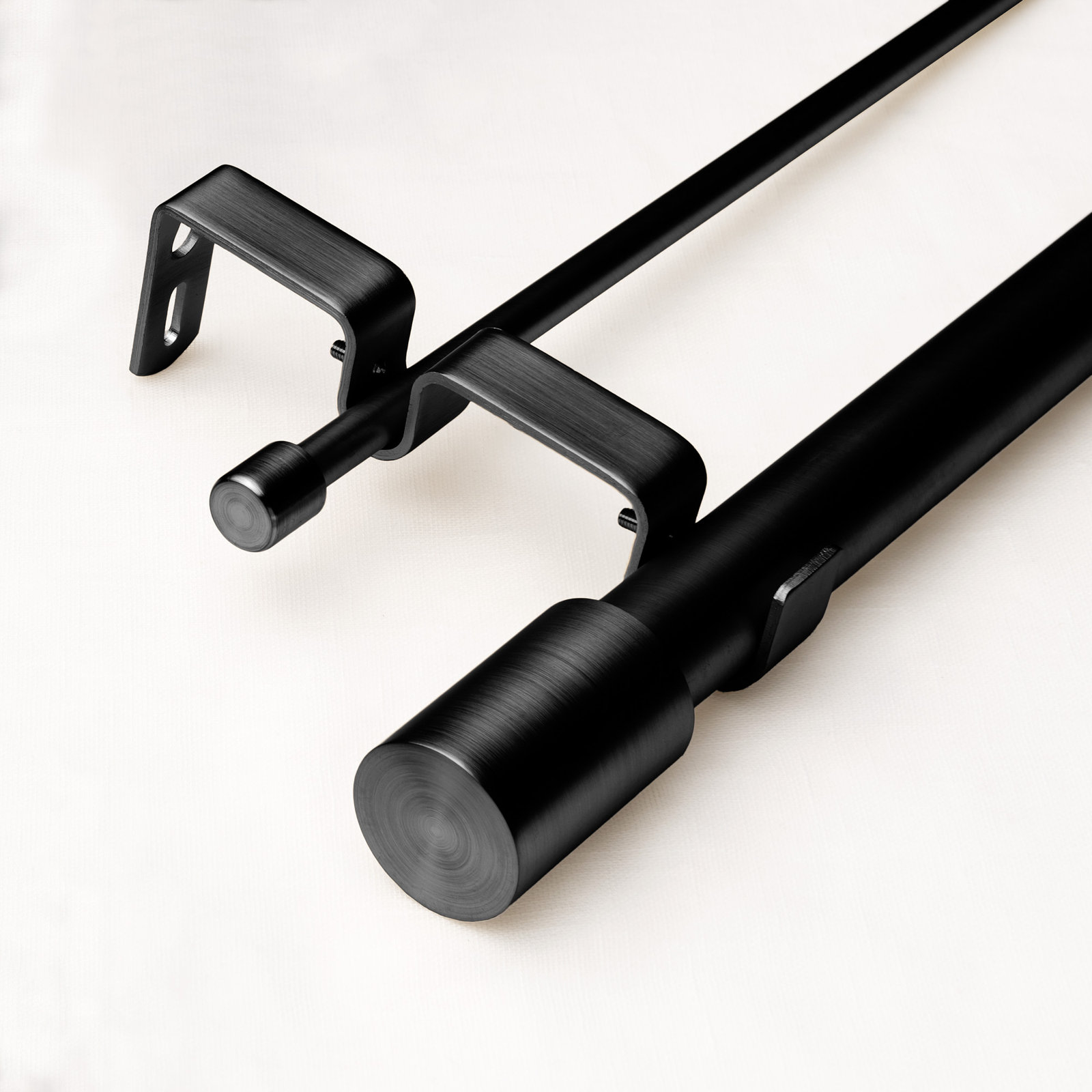Totham Double Curtain Rod, 66" - 120", Black