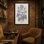 Plantes et fleurs, art floral botanique sur toile bleue