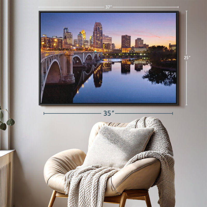 Impression sur toile Cityscape Of Minneapolis, H 25 po x l 37 po