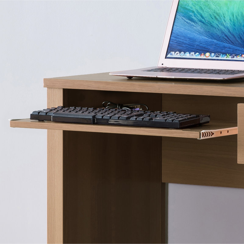 Bureau d'écriture compact pour bureau à domicile 39 po - ordinateur d'écriture beige avec tiroirs et plateau à clavier