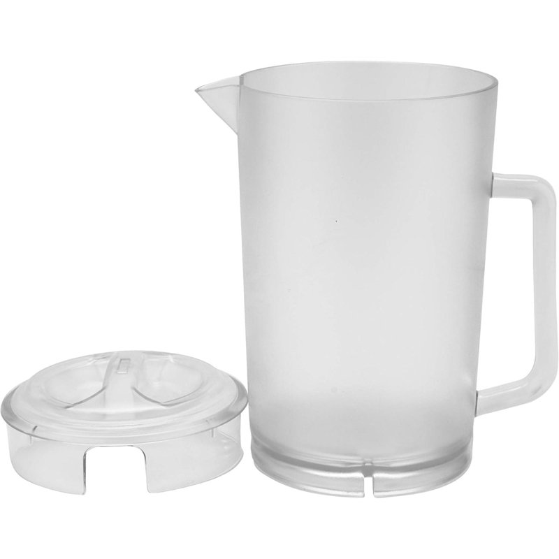 Pichet robuste en plastique incassable de 2 pintes avec couvercle, transparent sans BPA