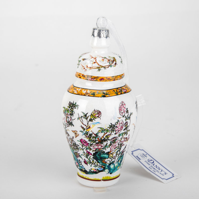 Ginger Jar Rose Canton Glass Ornament