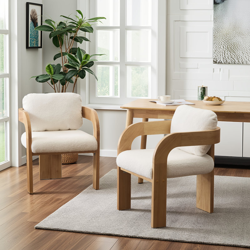 Chaises de salle à manger rembourrées Modern (ensemble de 2) - Coussin lombaire mobile, structure en bois d'hévéa robuste