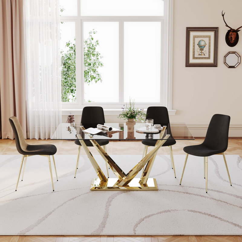 Burdell Dt034 Dining Table, Gold 