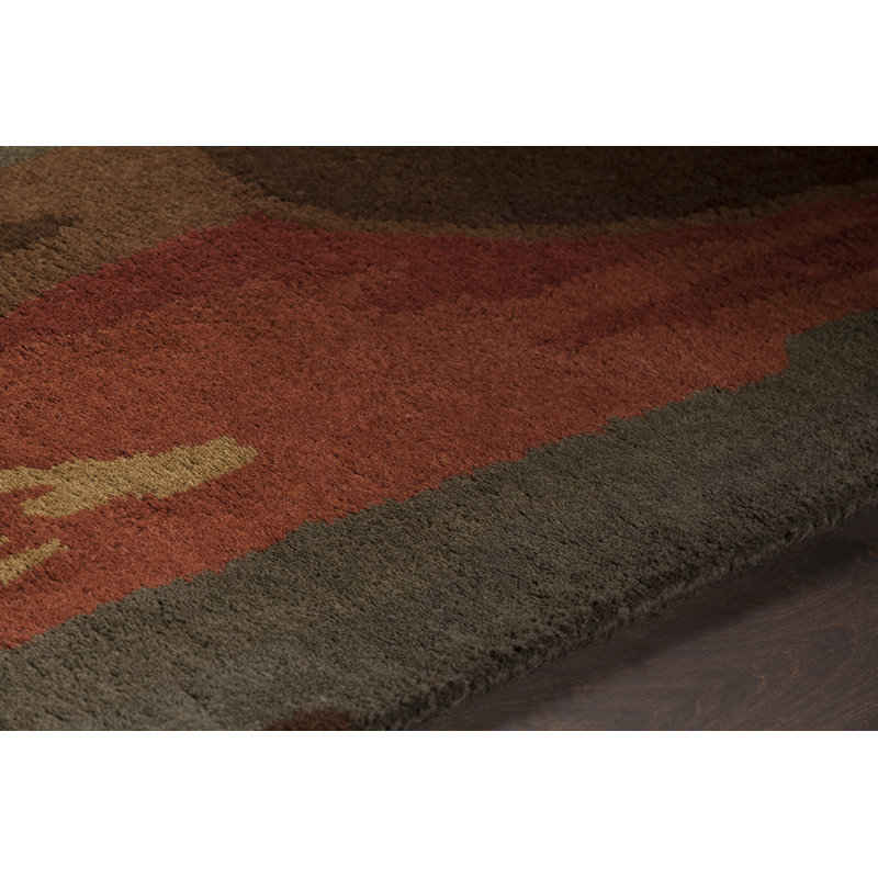 Tapis brun en laine touffeté à la main Stickles Authentic, 5 pi 3 po x 8 po