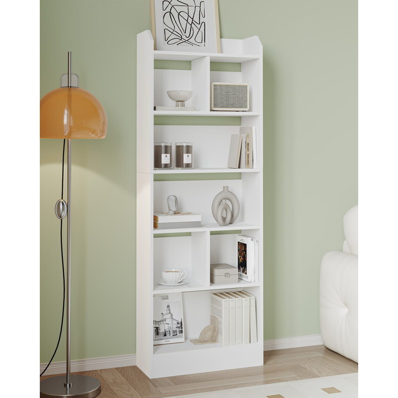 Bookshelf, bookcase, with 6 compartments, storage shelf, freestanding shelf, for living room, office, bedroom, White