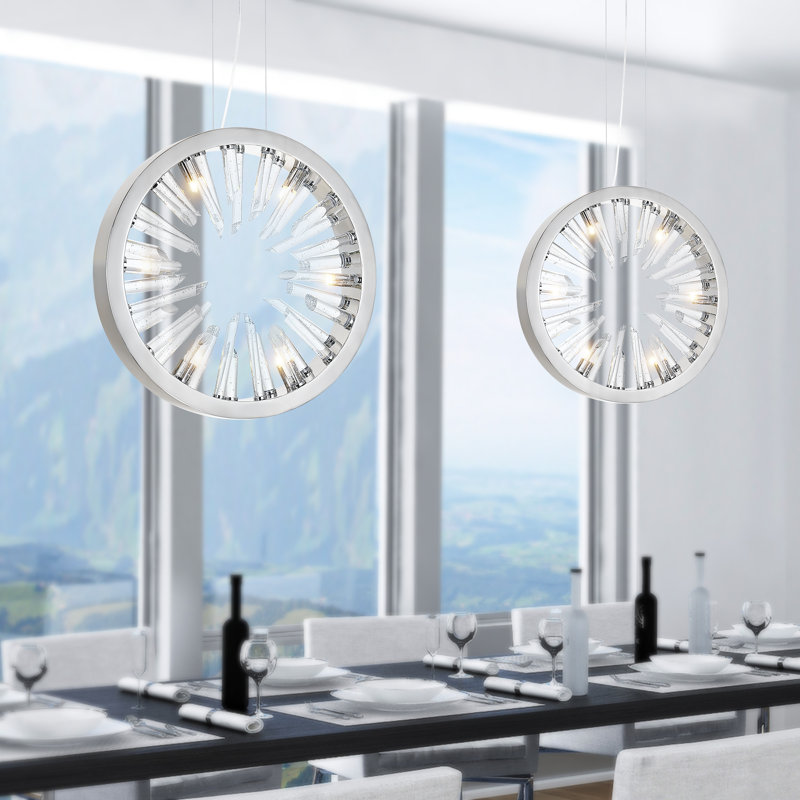 Lustre en roue de chariot unique et remarquable à 6 lumières avec accents de cristal Littoral