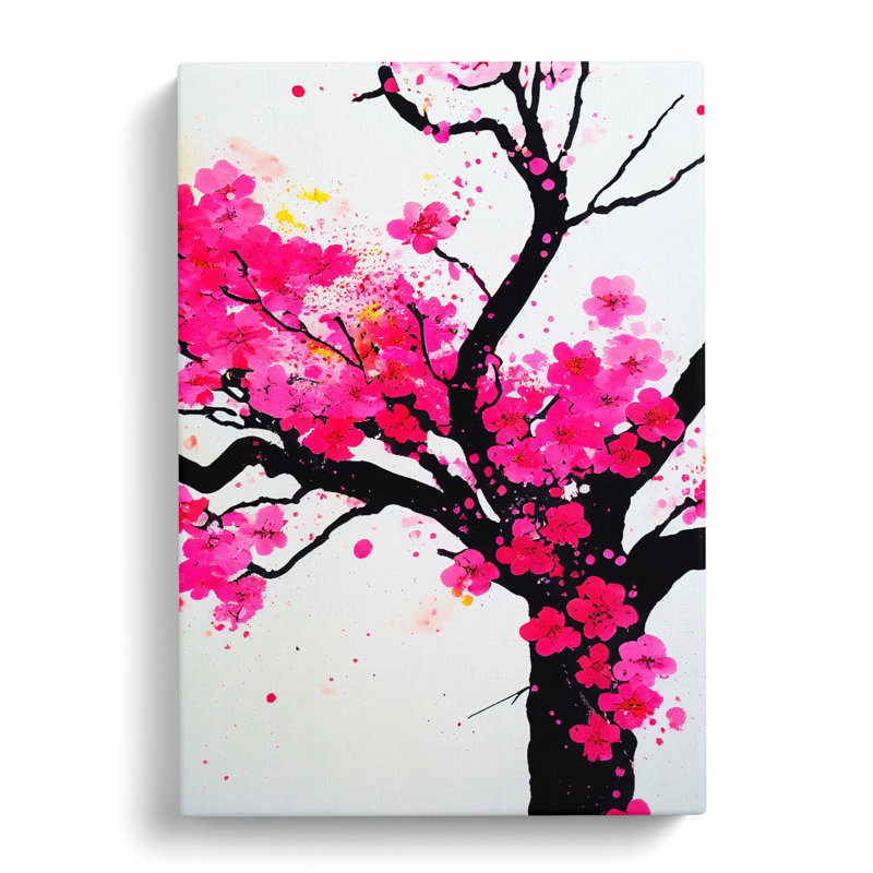 CAN-V0523-443X Cherry Blossom Tree Splatter Vol.1 - Wrapped Canvas Print, 60cm H x 40cm W x 3cm D