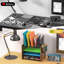 Organisateur de bureau en filet à 4 niveaux, organisateur de classeur en bois avec 5 porte-classeurs verticaux et 2 porte-stylos, organisateurs de bureau et accessoires avec tiroir pour le bureau personnel