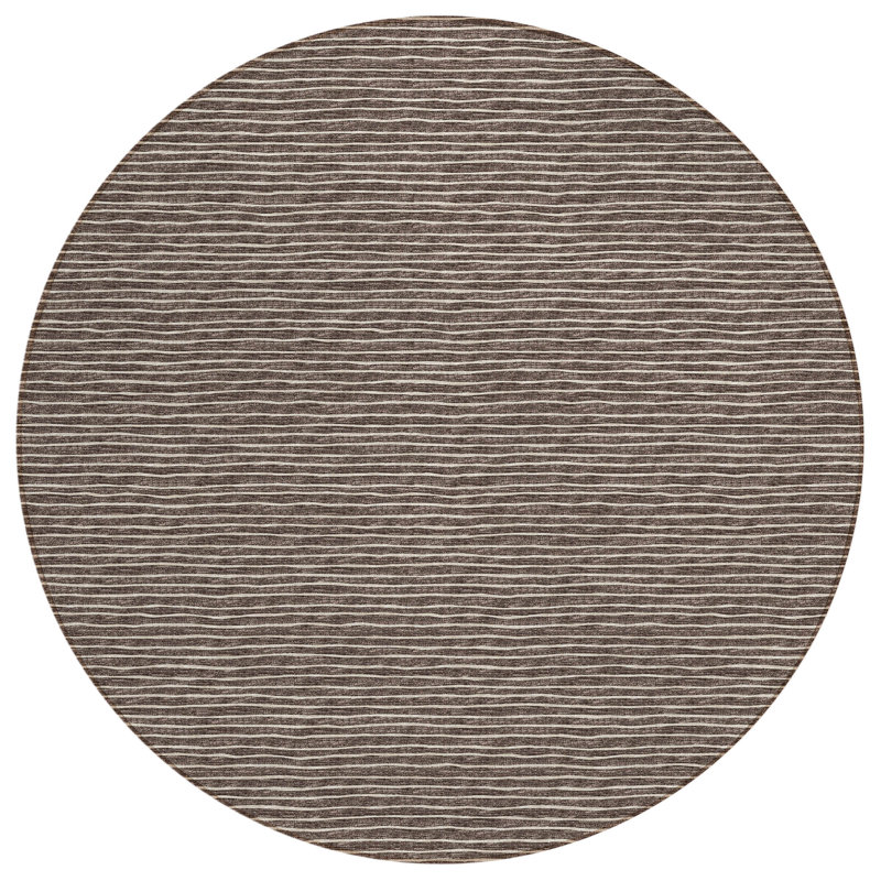 Loreen Washable Striped Indoor / Outdoor Rug, Round 8'