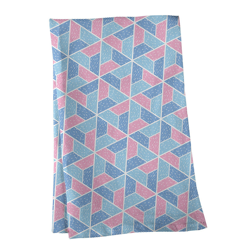 Torchon trapézoïde, Rose/bleu, Croisé en coton
