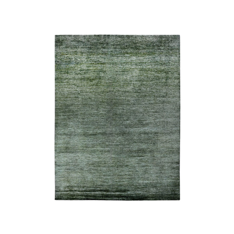 8'8"x11'6" Basil Green Ghazni Wool Solid Design Hand Knotted Oriental Rug 29E5604620044CD984EE9FBE3743447F