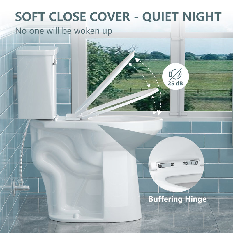 Toilette allongée 21 po deux pièces 1,28 GPF, Blanc