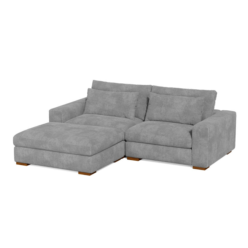 Alahya 3 - Piece Upholstered Sectional, Dark Gray Corduroy