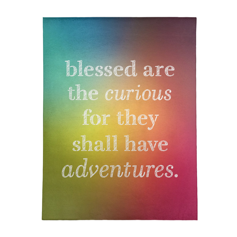 Tapis de toile de fond en polyester multicolore avec citation inspiration, Rectangle 5 pi x 7 pi