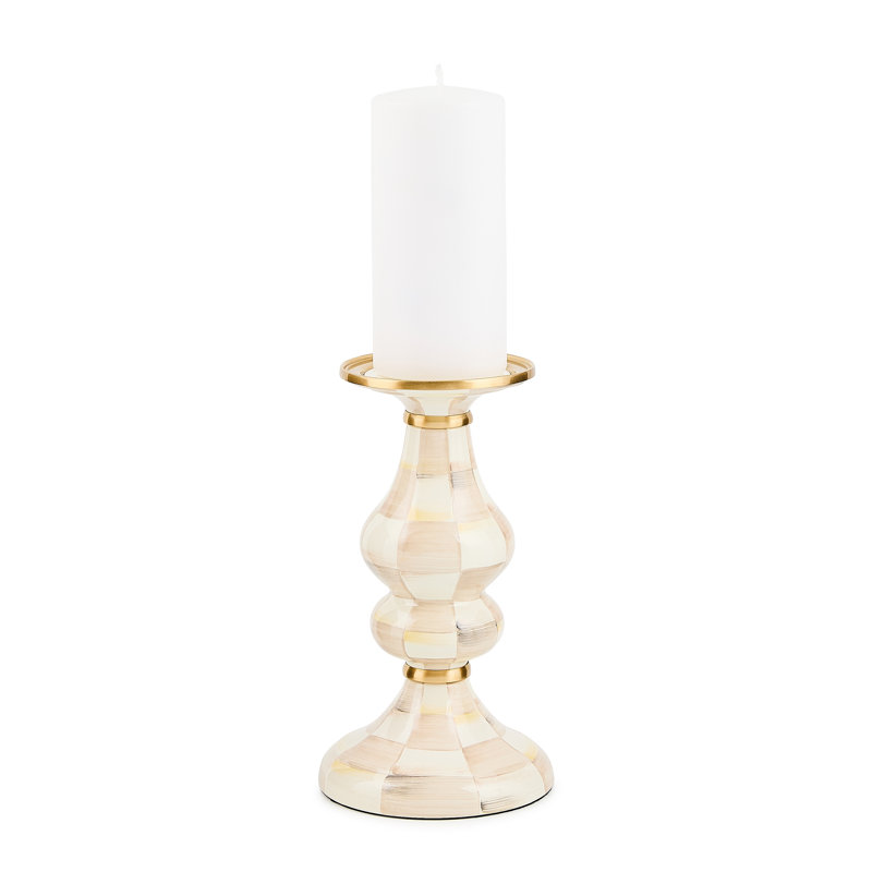 Mocha Check Pillar Candlestick