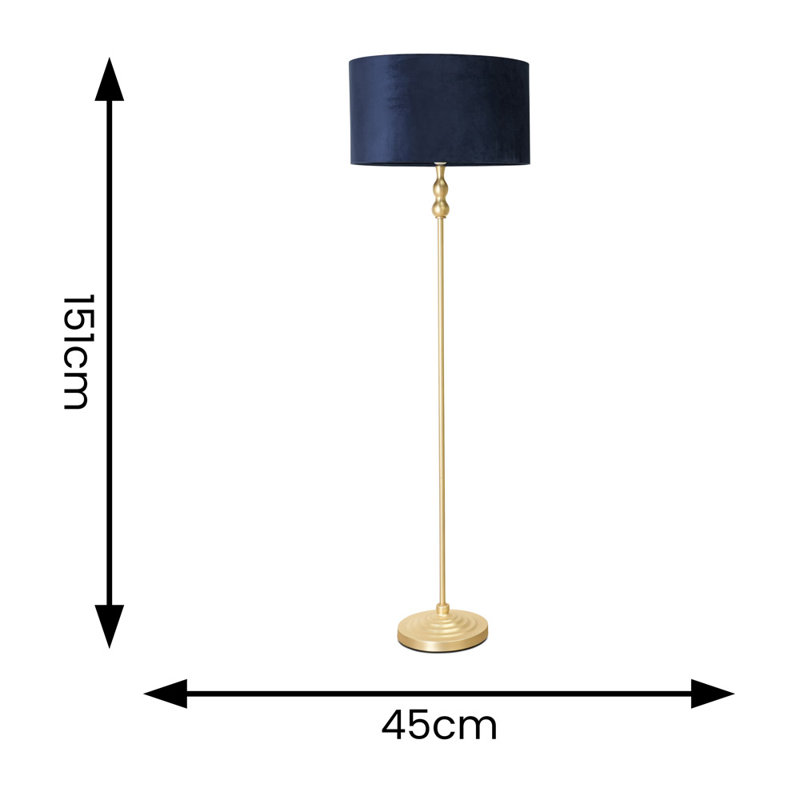 Rinnah 151cm Traditional Floor Lamp, Navy Blue, Gold