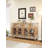 59.06" Farmhouse Sideboard Buffet Cabinet, Distressed Wood Credenza With 3 Drawers & 4 Glass Doors, Rustic Storage Cabinet With Shelves For Kitchen, Dining Room, Living Room, Antique Brown & White-798931062
