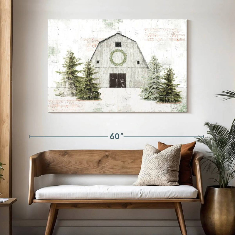 Lilie Wooded Holiday Barn, H 32 po x l 48 po