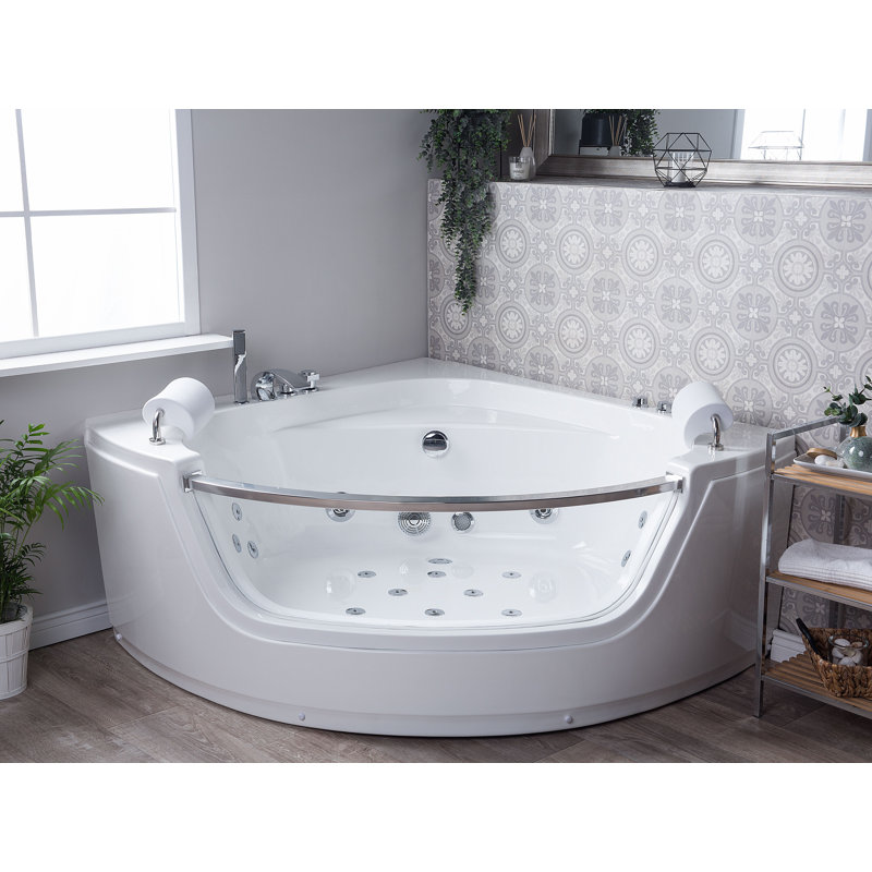 Clouser 1500mm x 201mm Corner Whirlpool Acrylic Bathtub with Faucet