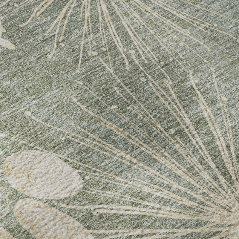 Premium Machine Washable Mayfield AMF2225 Floral Rug, Aloe, 9' x 12'