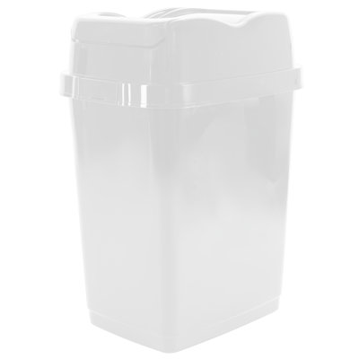 Plastic Trash Can with Swing Lid for Dorm, Bathroom, Bedroom, 4.5 gallon - 18 Liter, White