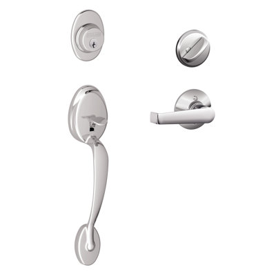Plymouth Handleset with Single Cylinder Deadbolt and Elan Door Lever and Rosette