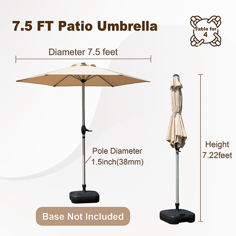 Parasol de patio 7,5 pi, Beige