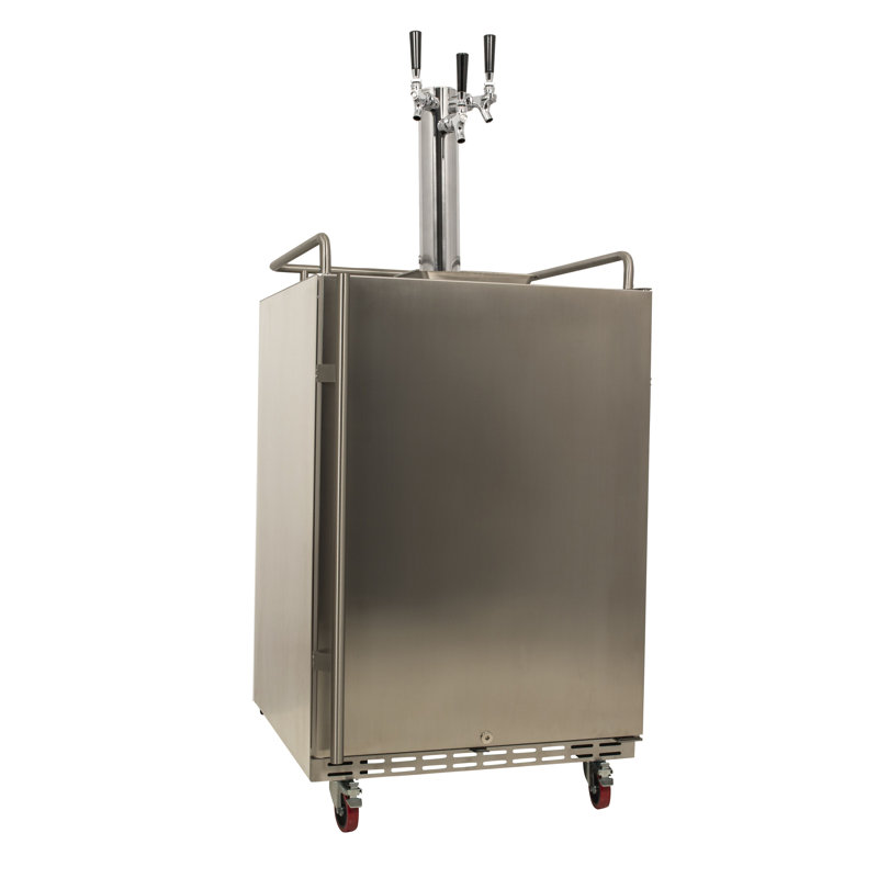 EdgeStar 24" Stainless Steel Triple Tap Outdoor Kegerator with Locking Door