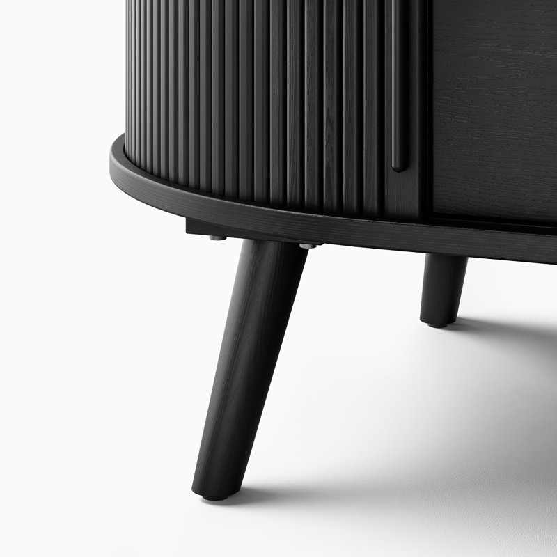Table basse Hernest en chêne noir de 55 po avec tiroir et pieds en bois massif pour le salon, Black